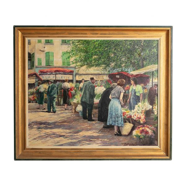 Peinture scène au marché